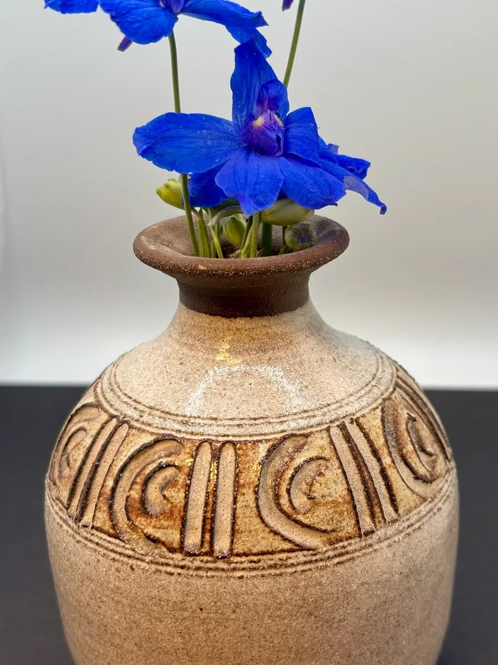 Vintage Studio Pottery Stoneware Bud Vase Signed Rustic Boho Ceramic Weed Pot 4